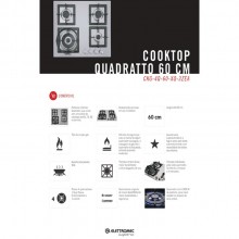 Cooktop Quadratto 60cm Bivolt Elettromec Titanium Gourmet